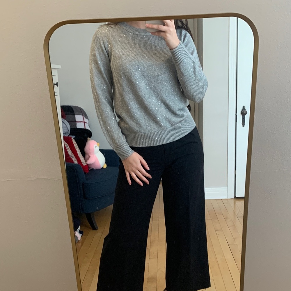 Jacqueline de Yong Gray Sequins Sweater